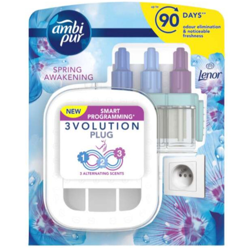 Електричний дифузор освіжувач повітря Ambi Pur 3Volution + аромат Lenor весняне пробудження